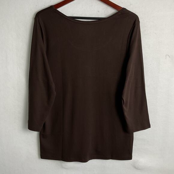 Pima Cotton Charter Club Womens Size 2X Brown Long Sleeve Shirt - Picture 3 of 7